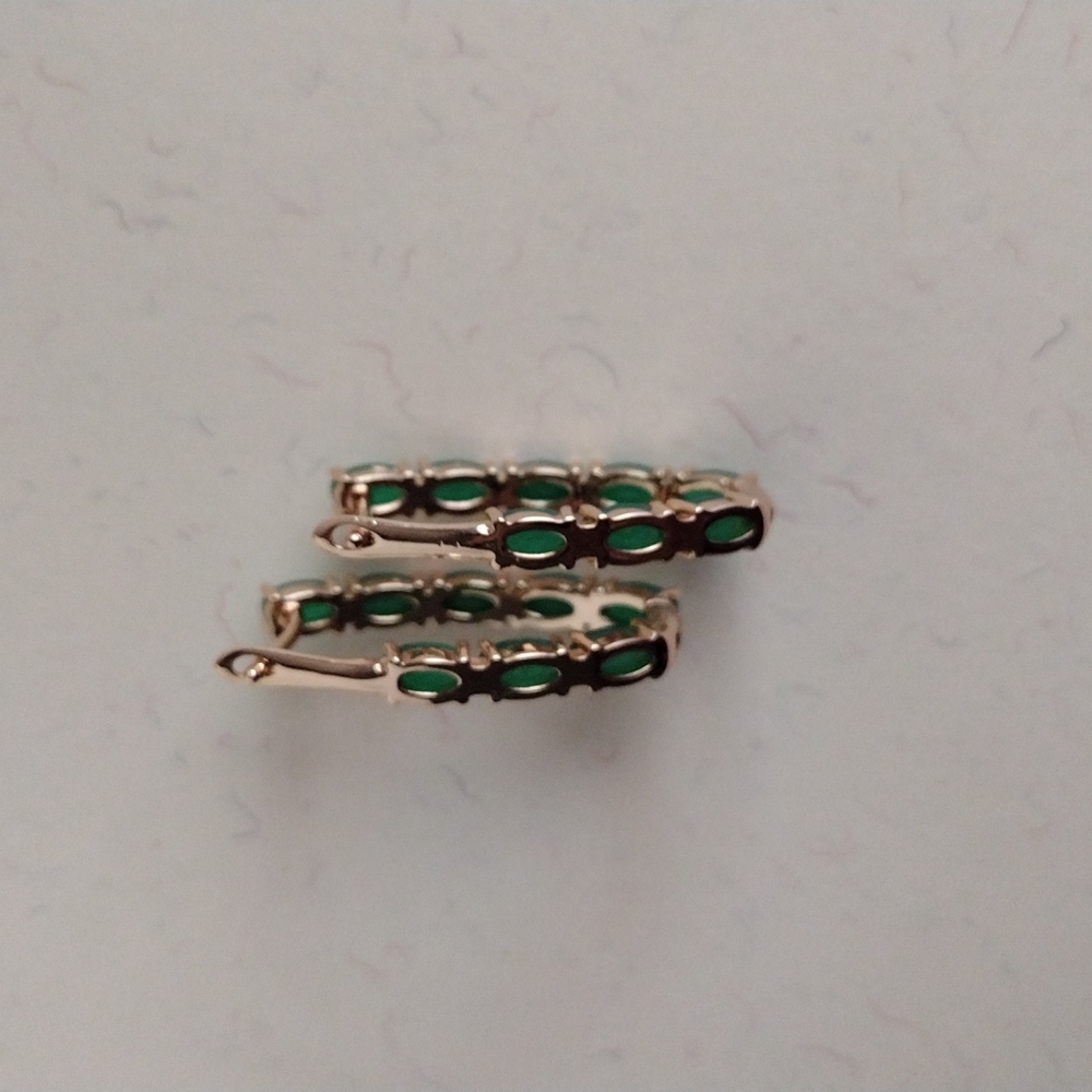 Gold emerald drop earrings - Picture 6 of 8